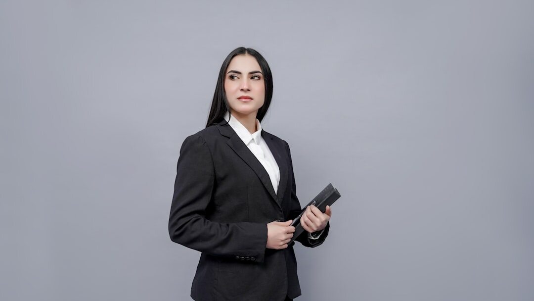 Studio portrait of a professional female instructor and journalist